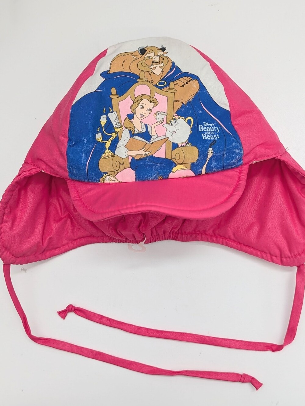 Disney Beauty & The Beast Pink Autumn Fall/Winter Hat w/Ear Flaps & Ties